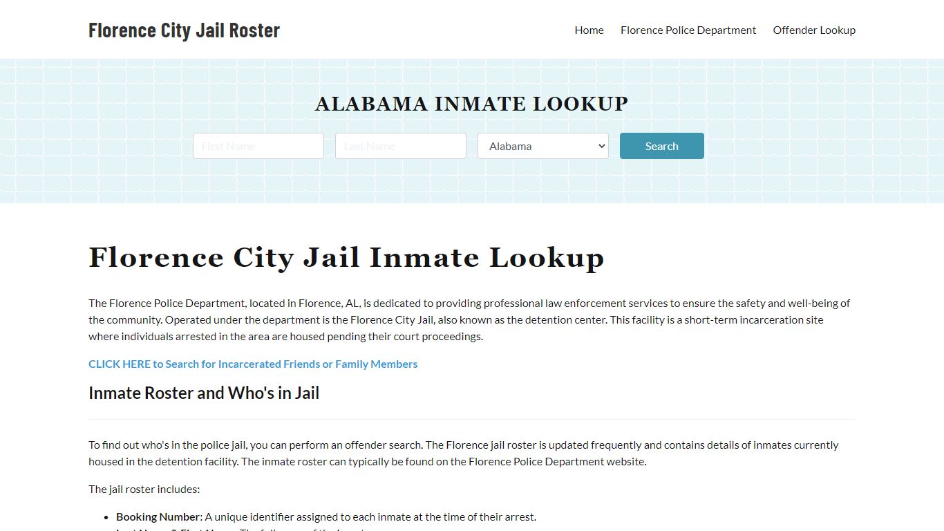 Florence Police Department & City Jail, AL Inmate Roster, Arrests, Mugshots