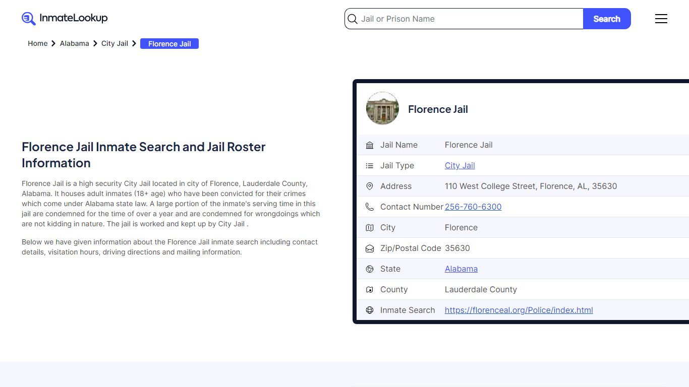Florence Jail Inmate Search - Florence Alabama - Inmate Lookup
