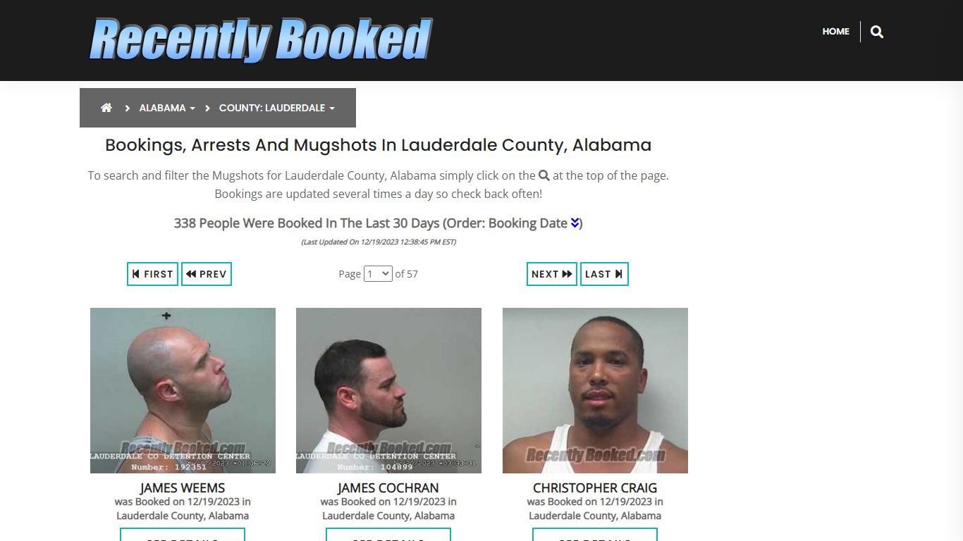 Bookings, Arrests and Mugshots in Lauderdale County, Alabama